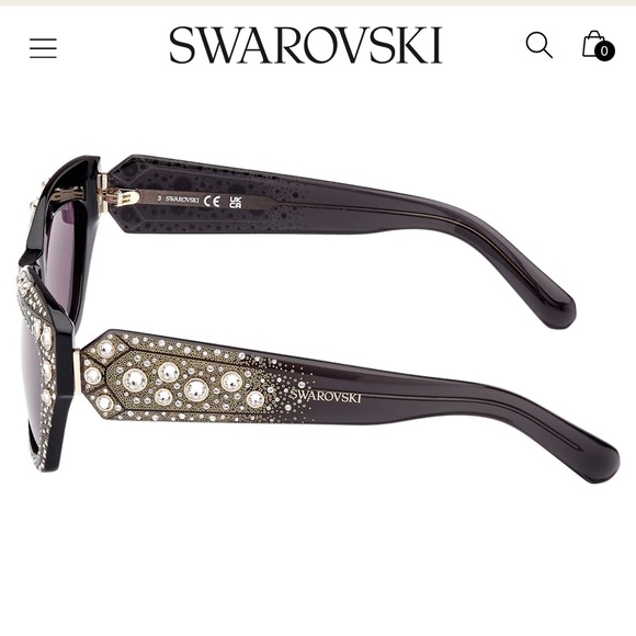 Swarovski Cat Eye Sunglasses Black - Picture 6 of 7